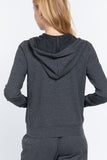 Khanomak Women's Long Sleeve Inner Brushed Zip Up Hoodie Jacket