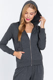 Khanomak Women's Long Sleeve Inner Brushed Zip Up Hoodie Jacket