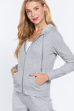 Khanomak Women's Long Sleeve Inner Brushed Zip Up Hoodie Jacket