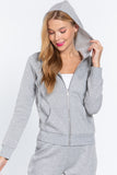Khanomak Women's Long Sleeve Inner Brushed Zip Up Hoodie Jacket