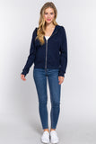 Khanomak Women's Long Sleeve Inner Brushed Zip Up Hoodie Jacket