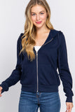 Khanomak Women's Long Sleeve Inner Brushed Zip Up Hoodie Jacket