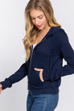 Khanomak Women's Long Sleeve Inner Brushed Zip Up Hoodie Jacket