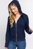 Khanomak Women's Long Sleeve Inner Brushed Zip Up Hoodie Jacket