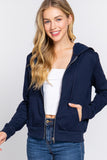 Khanomak Women's Long Sleeve Inner Brushed Zip Up Hoodie Jacket