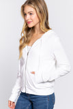 Khanomak Women's Long Sleeve Inner Brushed Zip Up Hoodie Jacket