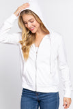 Khanomak Women's Long Sleeve Inner Brushed Zip Up Hoodie Jacket