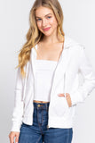 Khanomak Women's Long Sleeve Inner Brushed Zip Up Hoodie Jacket