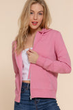 Khanomak Women's Long Sleeve Inner Brushed Zip Up Hoodie Jacket