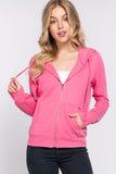 Khanomak Women's Long Sleeve Inner Brushed Zip Up Hoodie Jacket