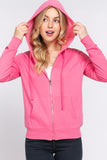 Khanomak Women's Long Sleeve Inner Brushed Zip Up Hoodie Jacket