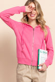Khanomak Women's Long Sleeve Inner Brushed Zip Up Hoodie Jacket
