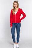 Khanomak Women's Long Sleeve Inner Brushed Zip Up Hoodie Jacket