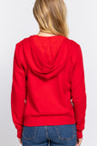 Khanomak Women's Long Sleeve Inner Brushed Zip Up Hoodie Jacket