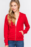 Khanomak Women's Long Sleeve Inner Brushed Zip Up Hoodie Jacket
