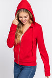 Khanomak Women's Long Sleeve Inner Brushed Zip Up Hoodie Jacket
