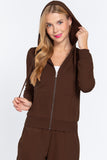 Khanomak Women's Long Sleeve Inner Brushed Zip Up Hoodie Jacket