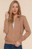 Khanomak Women's Long Sleeve Inner Brushed Zip Up Hoodie Jacket