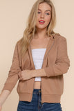 Khanomak Women's Long Sleeve Inner Brushed Zip Up Hoodie Jacket