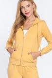 Khanomak Women's Long Sleeve Inner Brushed Zip Up Hoodie Jacket