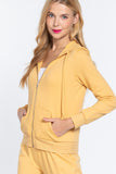 Khanomak Women's Long Sleeve Inner Brushed Zip Up Hoodie Jacket