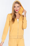Khanomak Women's Long Sleeve Inner Brushed Zip Up Hoodie Jacket