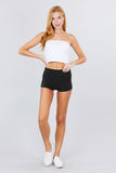Womens-Stretch Sport Fold over Waist Yoga Short Pants