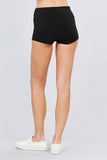 Womens-Stretch Sport Fold over Waist Yoga Short Pants