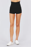 Womens-Stretch Sport Fold over Waist Yoga Short Pants