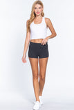 Womens-Stretch Sport Fold over Waist Yoga Short Pants