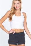 Womens-Stretch Sport Fold over Waist Yoga Short Pants