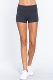 Womens-Stretch Sport Fold over Waist Yoga Short Pants