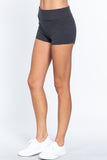 Womens-Stretch Sport Fold over Waist Yoga Short Pants