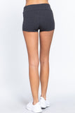 Womens-Stretch Sport Fold over Waist Yoga Short Pants