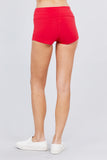 Womens-Stretch Sport Fold over Waist Yoga Short Pants