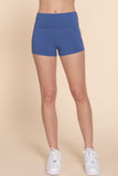 Womens-Stretch Sport Fold over Waist Yoga Short Pants