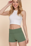 Womens-Stretch Sport Fold over Waist Yoga Short Pants