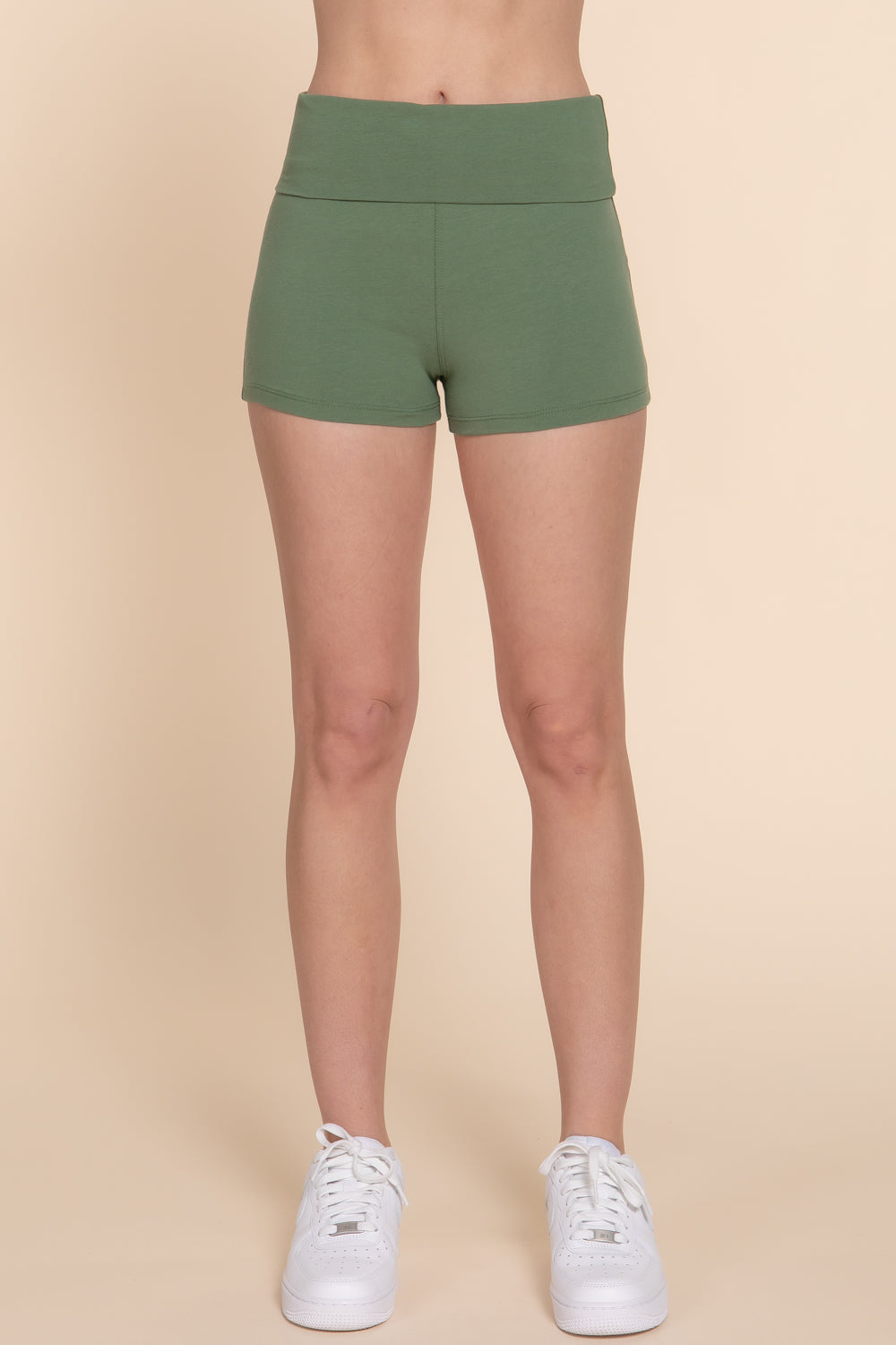 Women's Stretch Fitted Fold over Waist Yoga Shorts