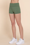 Womens-Stretch Sport Fold over Waist Yoga Short Pants