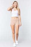 Womens-Stretch Sport Fold over Waist Yoga Short Pants