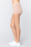 Womens-Stretch Sport Fold over Waist Yoga Short Pants