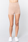 Womens-Stretch Sport Fold over Waist Yoga Short Pants