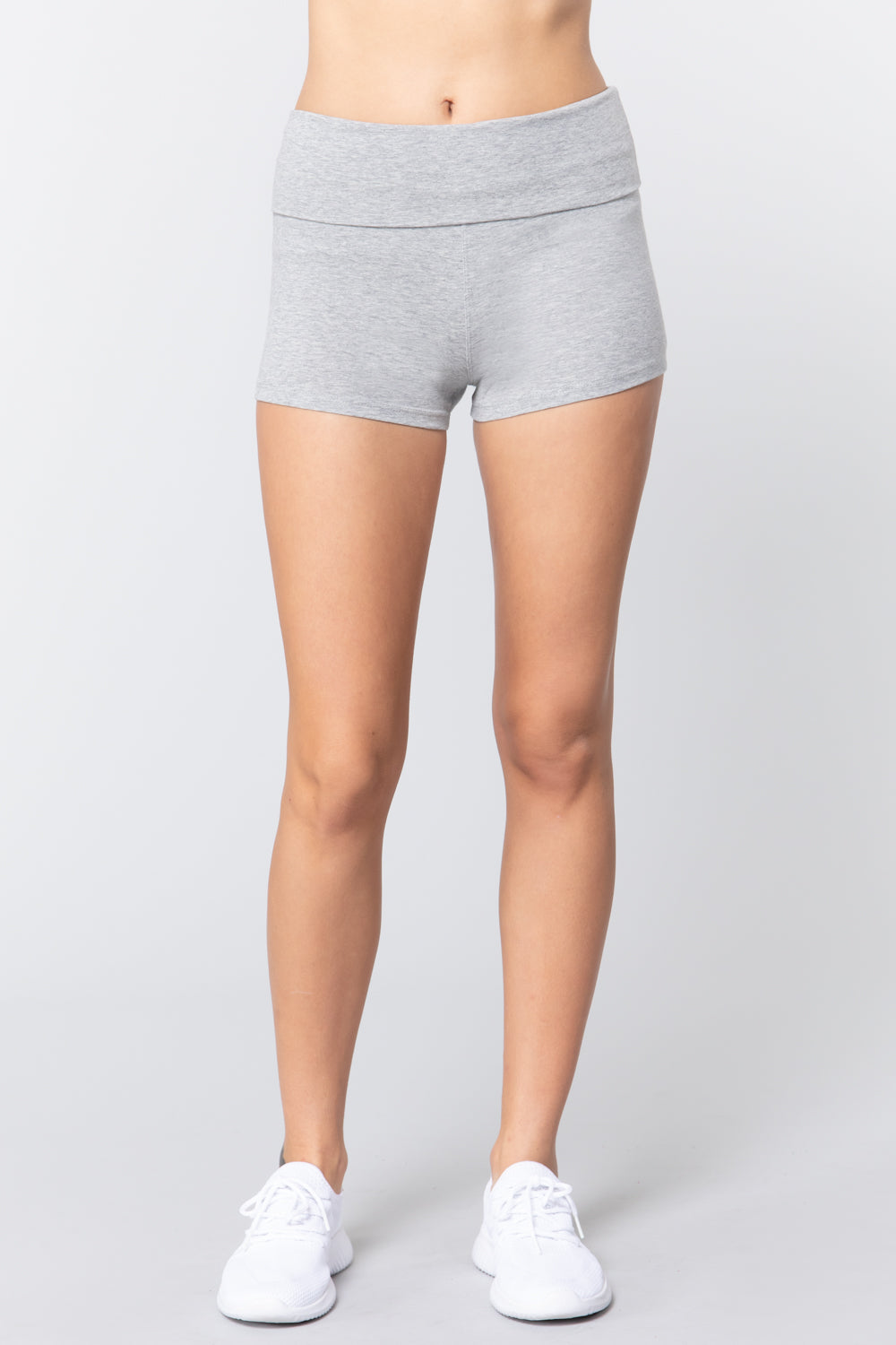 Women's Stretch Fitted Fold over Waist Yoga Shorts
