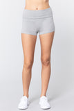 Womens-Stretch Sport Fold over Waist Yoga Short Pants