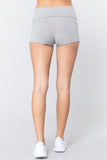 Womens-Stretch Sport Fold over Waist Yoga Short Pants