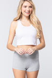Womens-Stretch Sport Fold over Waist Yoga Short Pants