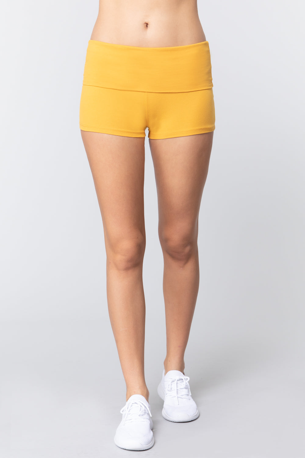 Women's Stretch Fitted Fold over Waist Yoga Shorts