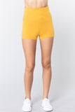 Womens-Stretch Sport Fold over Waist Yoga Short Pants