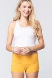 Womens-Stretch Sport Fold over Waist Yoga Short Pants