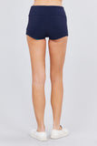 Womens-Stretch Sport Fold over Waist Yoga Short Pants
